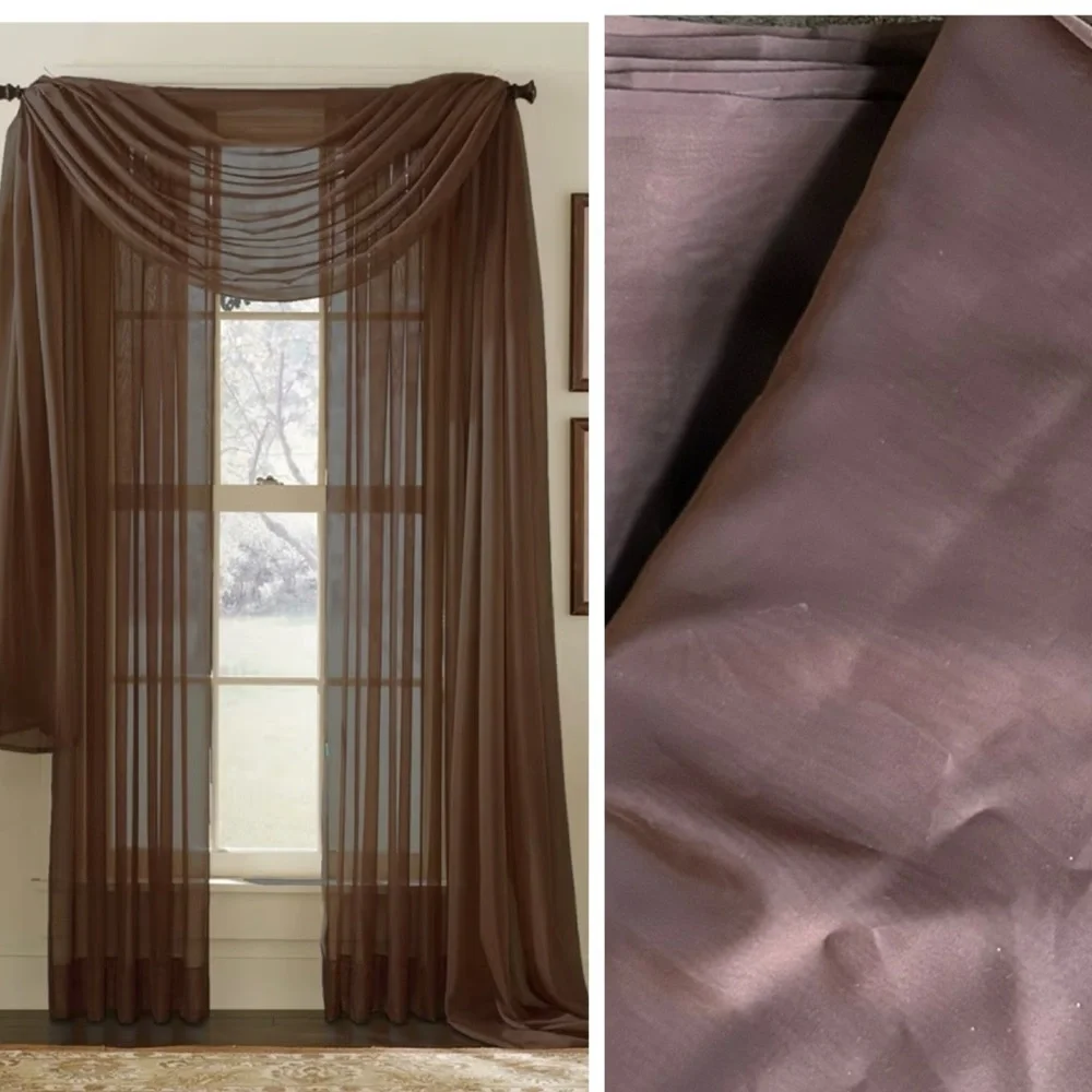Room Essentials Voile Sheer Curtain Panel Pair & Scarf